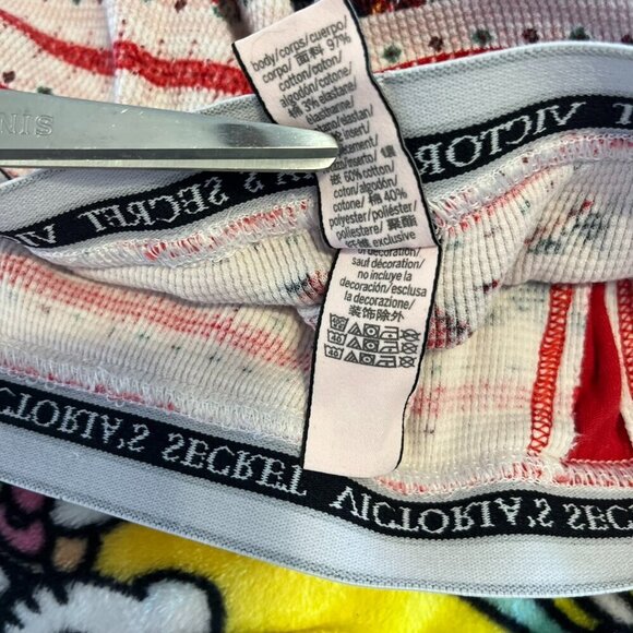 Victoria Secret Woman's Red/White Striped Plaid Thermal Pajama's Sz Lr - Picture 10 of 11